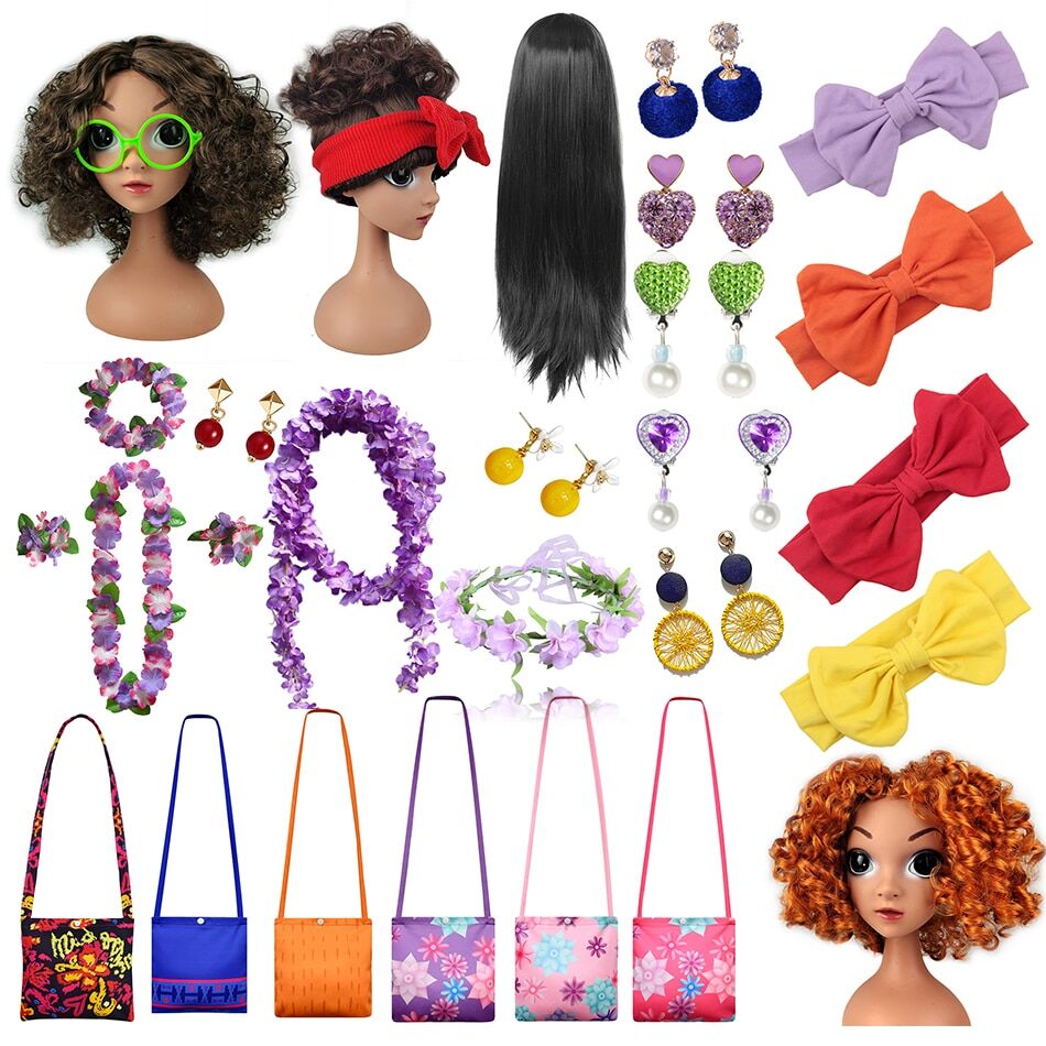 Encanto-Mirabel-Isabella-Cosplay-Sets-Handbags-Wreath-Headwear-Wig-Glasses-Earring-Pendant-Kids-Halloween-Christmas-Party